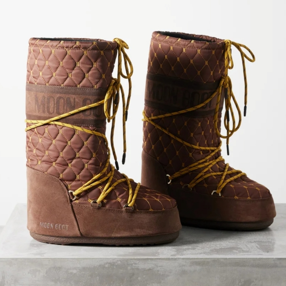 Moon Boot Icon suede quilted snow boots Brown Moon Boots Quilted Moon Boot Quilt - Picture 4 of 16